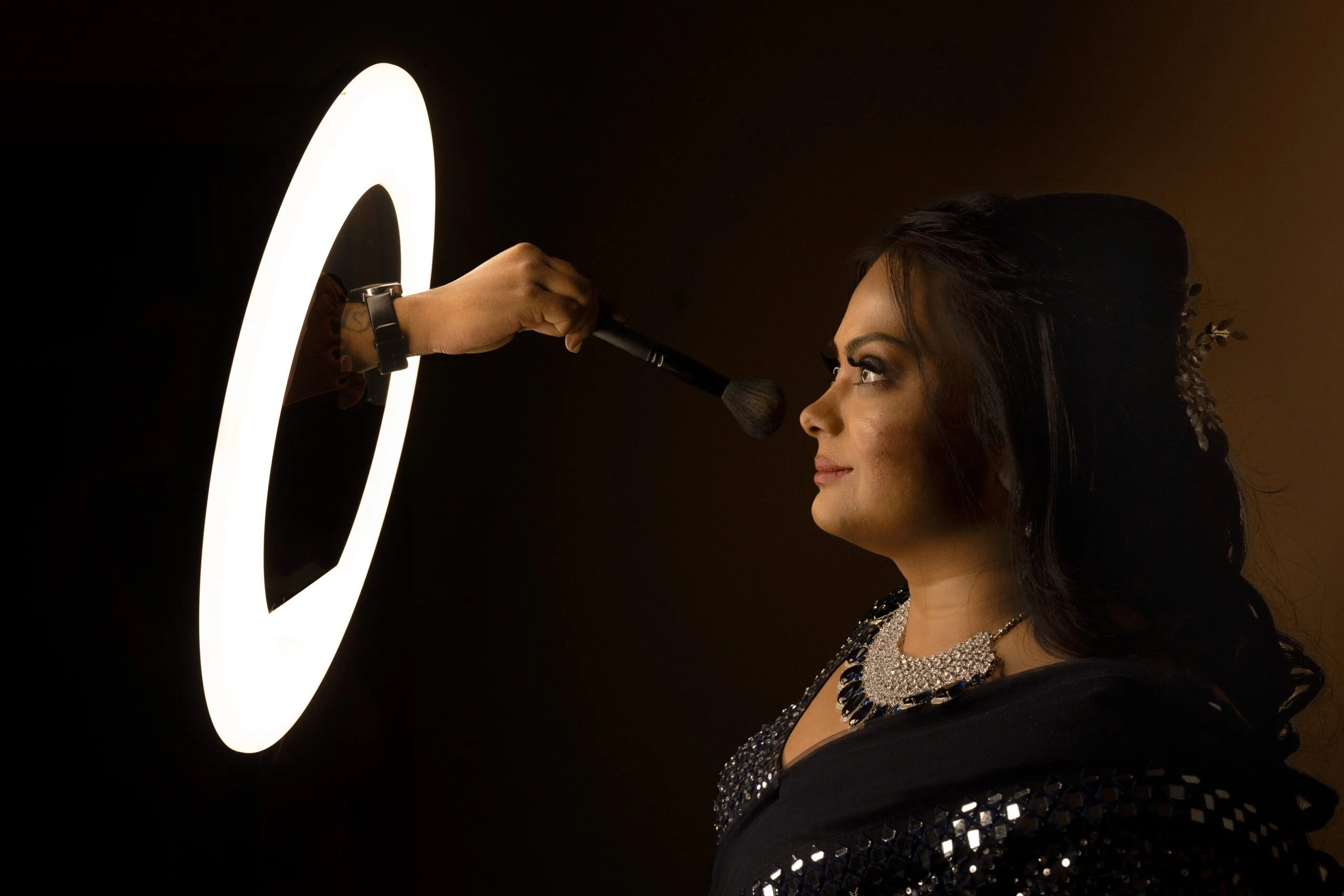 Bride getting ready for pre-wedding shoot