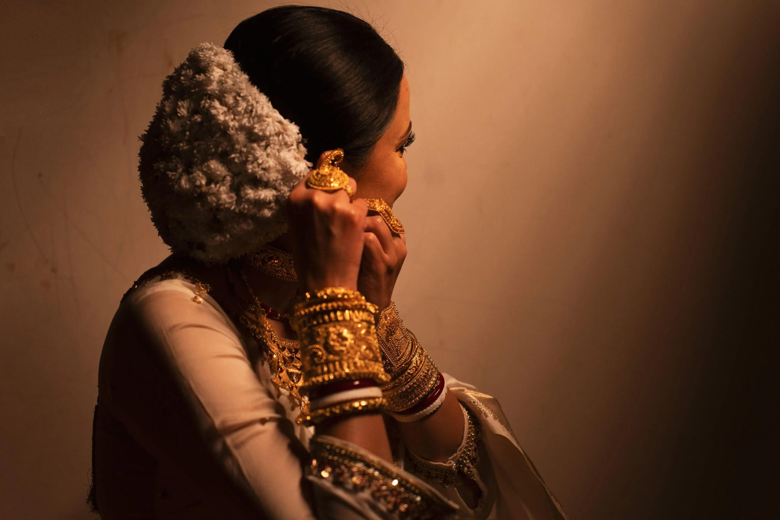 Beautiful hair decoration of the bride